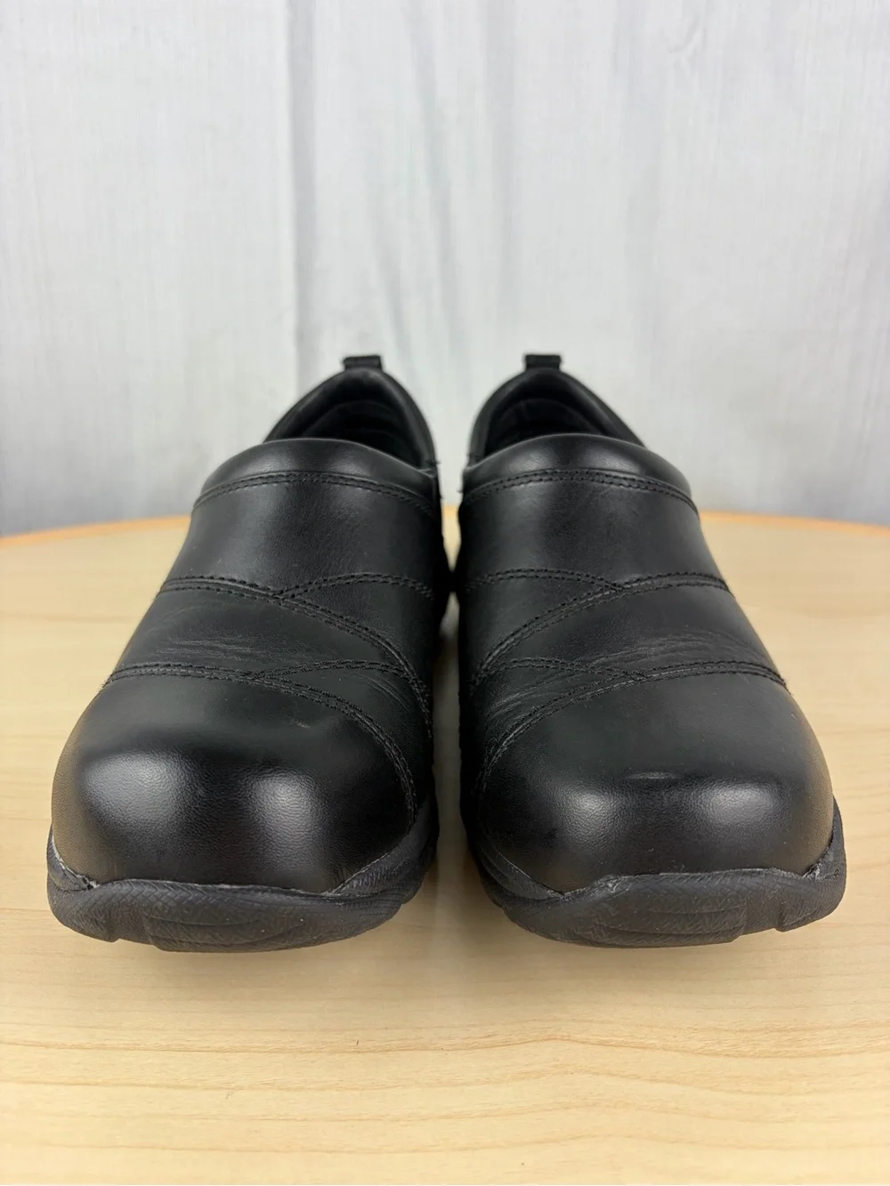 L.L.Bean Black Leather Slip-On Walking Clogs Moc Shoes Women’s 7.5 Wide